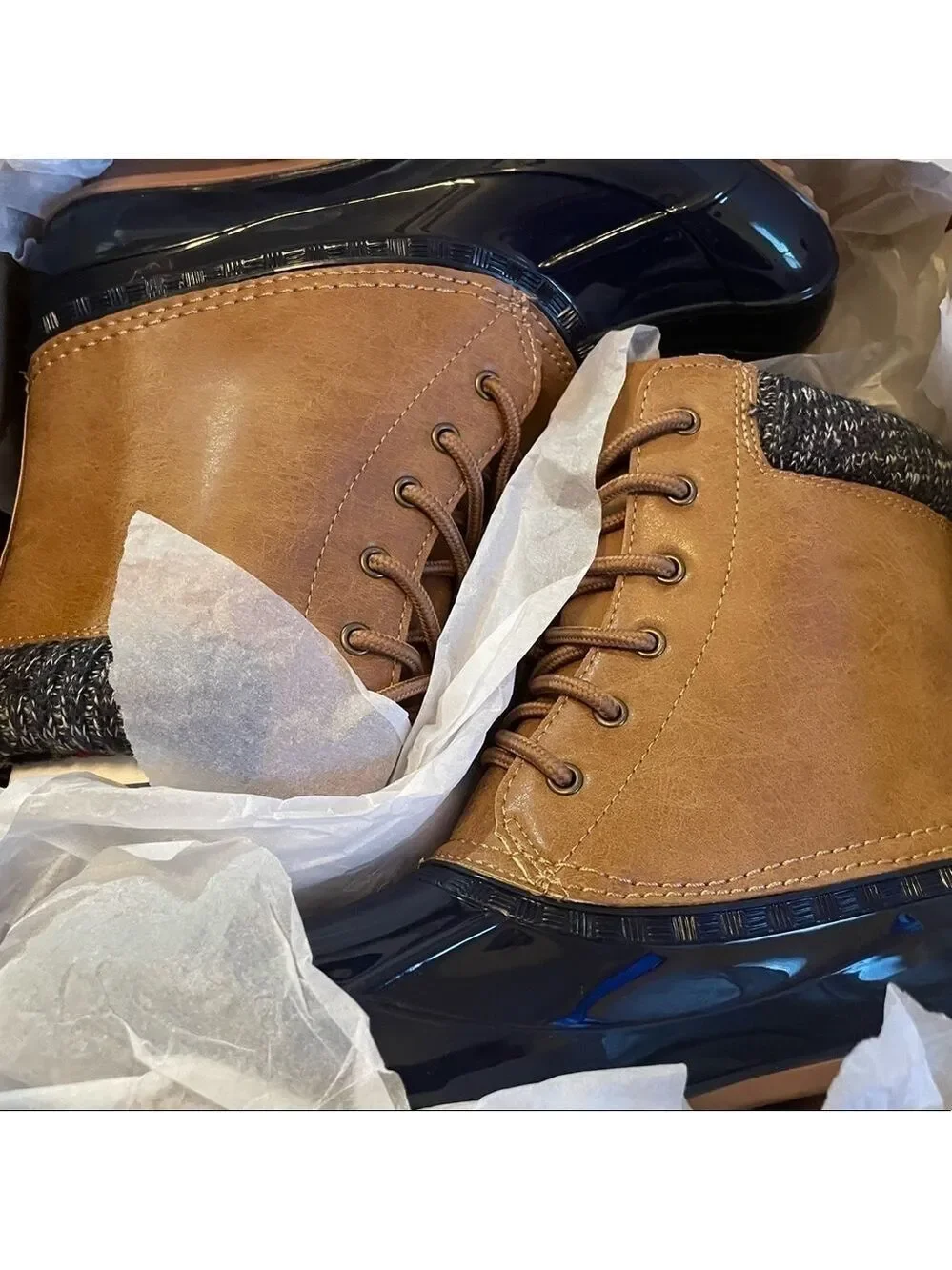 𝅺justfab Evi Cold Weather Boot tan and black